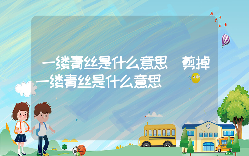 一缕青丝是什么意思(剪掉一缕青丝是什么意思)