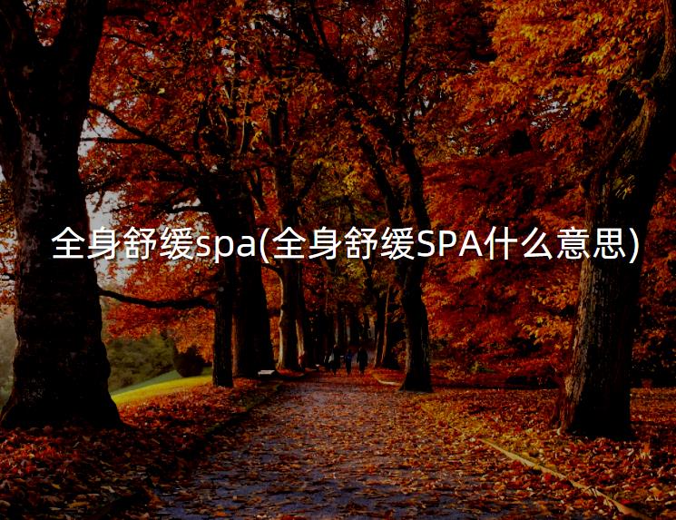 全身舒缓spa(全身舒缓SPA什么意思)